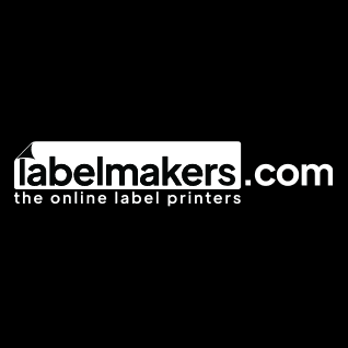 Labelmakers.com with the tagline: "the online printers" downloadable logo thumbnail - In all white